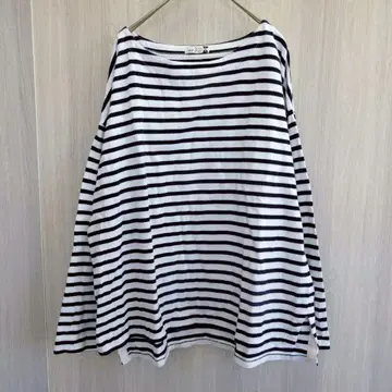 eur3 티셔츠 롱 티셔츠 긴팔 보더 무늬 블랙 화이트 S