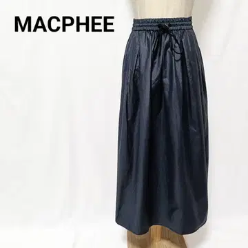 MACAPHEE 맥피 드로스트 롱 스커트 허리밴딩 네이비 34