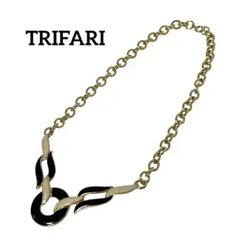 80s TRIFARI 트리파리 골드 목걸이 빈티지 블랙