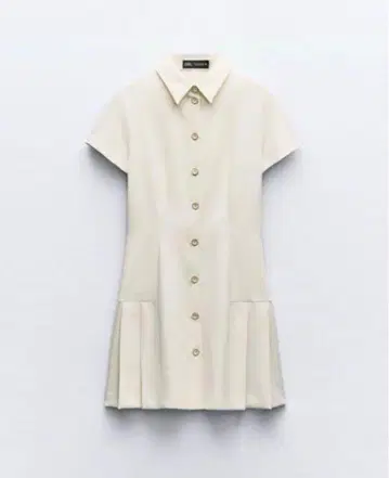 자라 카라 부착 미니 원피스 XS 아이보리