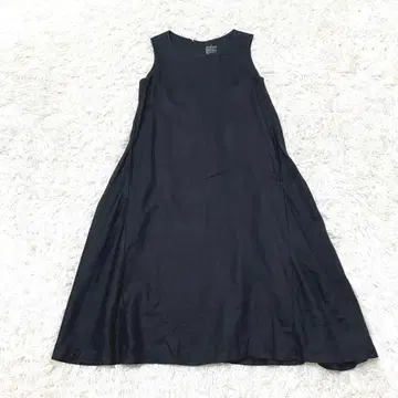 무인양품 프렌치 린넨 슬리브리스 원피스 롱 블랙 S