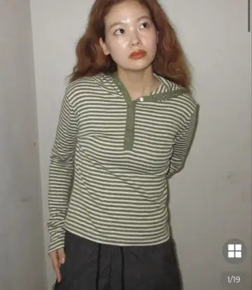 nugu nerd 보더 버튼 티셔츠