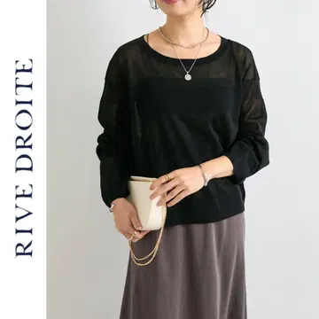새상품 RIVE DROITE 섀도우 보더 니트 리브 드와 블랙