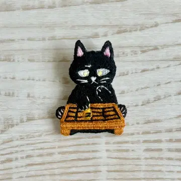 자수 브로치 [장기 고양이] 검은 고양이