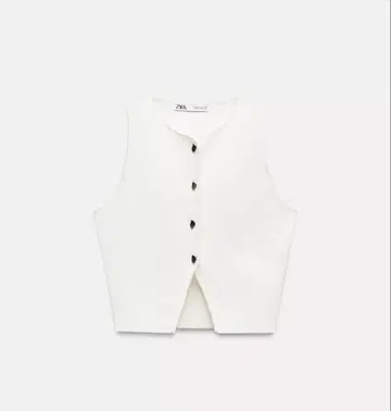 ZARA 플레인 니트 크롭 탑 L 화이트