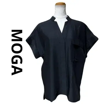 새상품급 MOGA 모가 린넨 블렌드 숏 슬리브 셔츠 블랙 2 M 사이즈