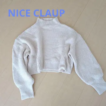 NICE CLAUP 니트 크롭 길이 하이넥 트렌드 새상품급