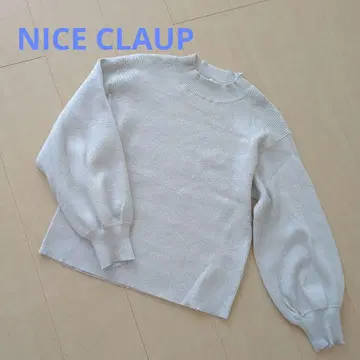 NICE CLAUP 라메 리브 니트 벌룬 슬리브 니트 긴팔 새상품급