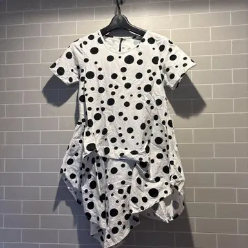 물방울 패턴 반팔 롱 티셔츠