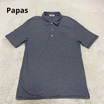 Papas 파파스 원포인트 자수 로고 반팔 보더 L 사이즈 그레이
