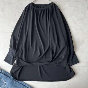 BLUE FRONCE 루즈한 돌먼 튜닉 블라우스 블랙 38