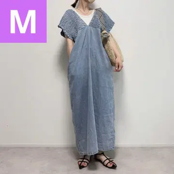 시마무라 데님 셔링 원피스 색스 M 사이즈