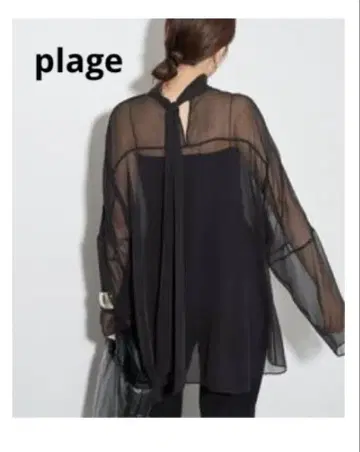 plage SHEER DOT BOW 블라우스 블랙