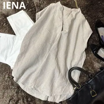 IENA 슬리브리스 스키퍼 셔츠 화이트 린넨 반팔 V넥 튜닉