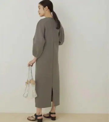 ADAM ET ROPE' 종이상자 볼륨 원피스 C 그레이