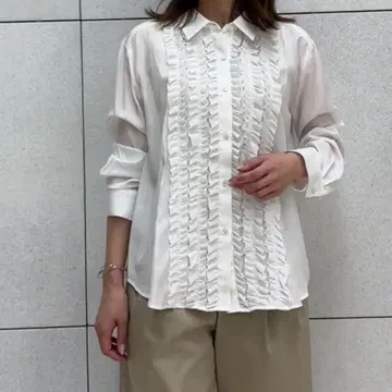 프론트 프릴 셔츠 화이트 36