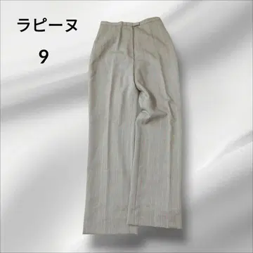 라핀 슬랙스 와이드 팬츠 스트라이프 베이지 하이 웨스트 9