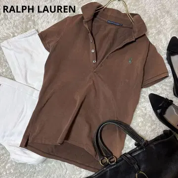 RALPH LAUREN 랄프 로렌 피케 셔츠 포니 자수 L 브라운