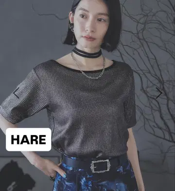 HARE 리브 티셔츠 실버 블랙