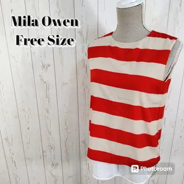 Mila Owen 슬리브리스 티셔츠 보더 레이어드 스타일