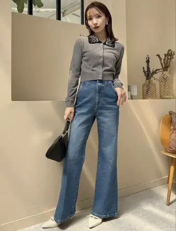 snidel 하이 웨스트 플레어 데님