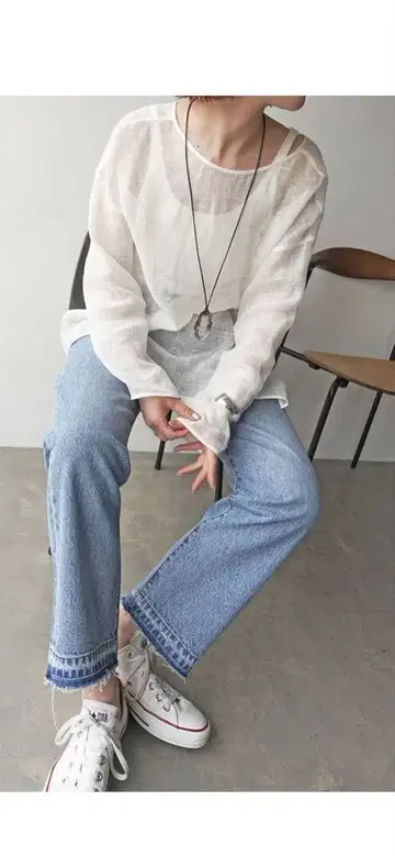 이번 시즌 택 포함 새상품 스픽 앤 스팬 메쉬 린넨 루즈 풀오버