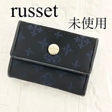 russet 러셋 모노그램 컴팩트 3단 폴더형 지갑 블랙 네이비