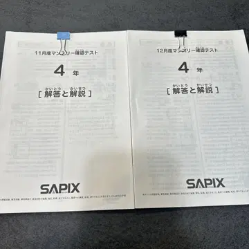 2024년도 SAPIX 4년 월간 테스트 11월 12월 필기 포함