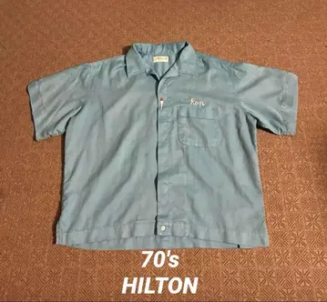 70's HILTON USA제 볼링 셔츠 L 색스 블루