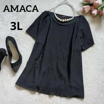 아마카 AMACA [빅 사이즈] 슬림 쉬폰 플리츠 블라우스 3L