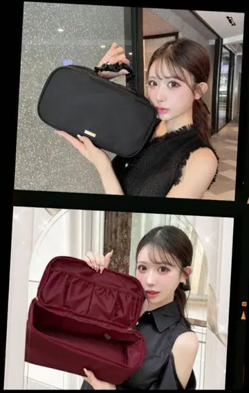 CHERIMI 셰리미 트래블 베니티 블랙 & 버건디 세트