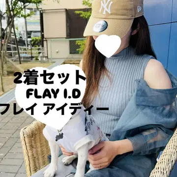 [2종 세트] FLAY I.D 시스루 셔츠와 슬리브리스 리브 니트
