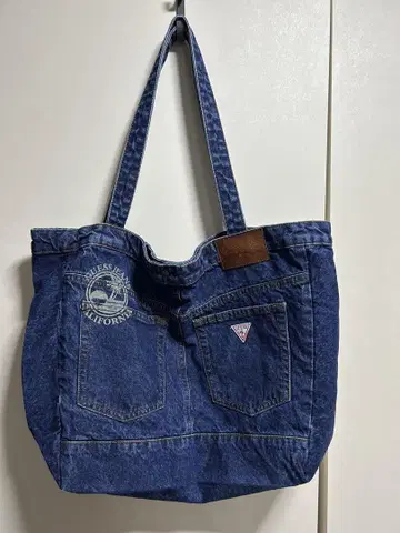 GUESS JEANS 게스 전시회 한정판 오리지널 데님 토트백