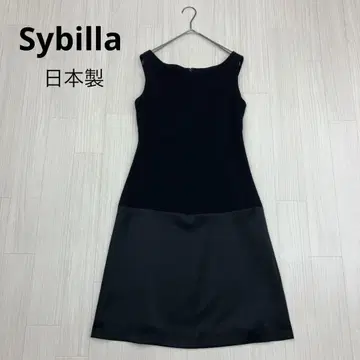 Sybilla 시빌라 슬리브리스 원피스 이소재 절개 블랙 M