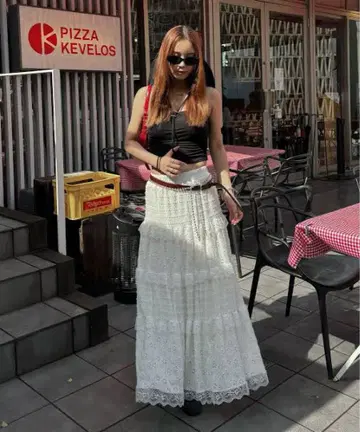 ACLENT 아클렌트 스위칭 레이스 롱 스커트
