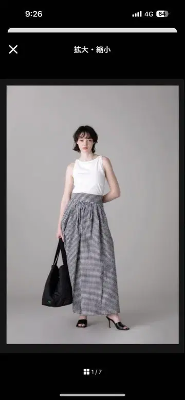 elu. 깅엄 체크 와이드 팬츠 S 사이즈
