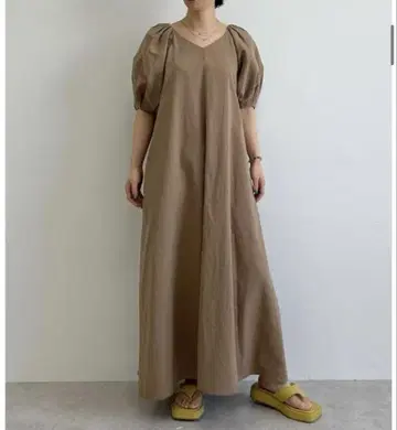 시텐 린넨 코쿤 롱 원피스 드레스