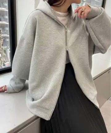 분또 지퍼 후드티 그레이