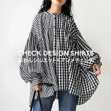 patterntorso antiqua 체크 디자인 셔츠 블랙