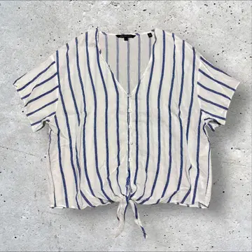 ARMANI EXCHANGE 블라우스 스트라이프 반팔 아르마니