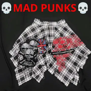 MAD PUNKS 머드 펑크 안전핀 포함 체크 무늬 스커트 y2k