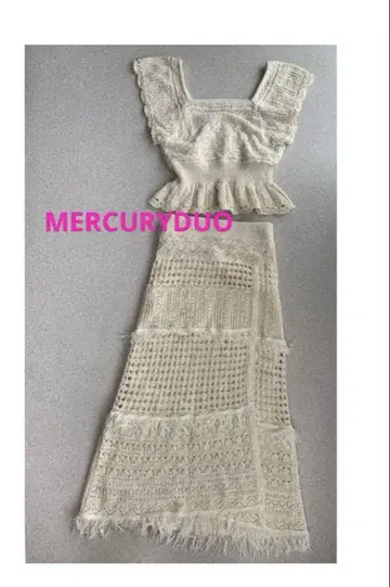 MERCURYDUO 시스루 니트 랩 스커트 세트업