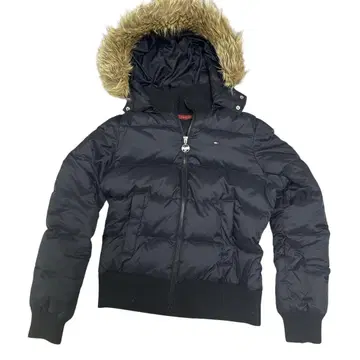 TOMMY GIRL 퍼가 달린 다운 자켓 블랙