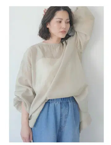 meri 미리 시어 오간자 블라우스 그레이지