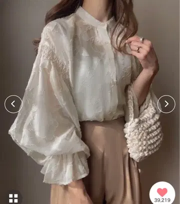 FILLOU 플라워 자카드 시어 셔츠 여성용 상의