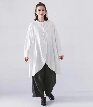 Sorte cuff/솔테 커프 핀턱 크로스 튜닉 원피스
