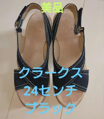 클락스 웨지 통굽 샌들 24cm 크로스 스트랩
