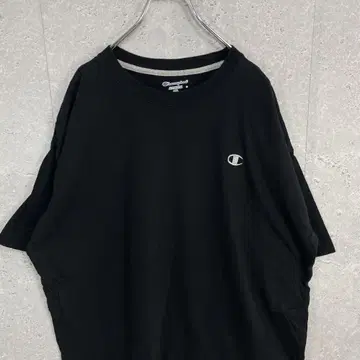 챔피온 자수 로고 블랙 오버 사이즈 티셔츠 2XL