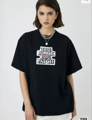 moussy 블랙 아이패치 티셔츠 블랙