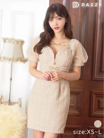 DAZZY 체크 무늬 V넥 드레스 XS~L